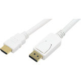 LogiLink displayport - hdmi Anschlusskabel, 2,0 m, weiß