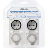 LogiLink mechanische Zeitschaltuhr, 2er Set, IP44, wei