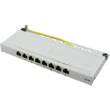 LogiLink mini Patch panel Kat.6A, 8 Ports, lichtgrau, 0,5 HE