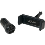 LogiLink USB-KFZ-Ladegert + smartphone Halterung, schwarz