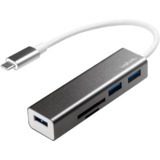 LogiLink usb-c 3.0 hub + Kartenleser, 3-Port, grau