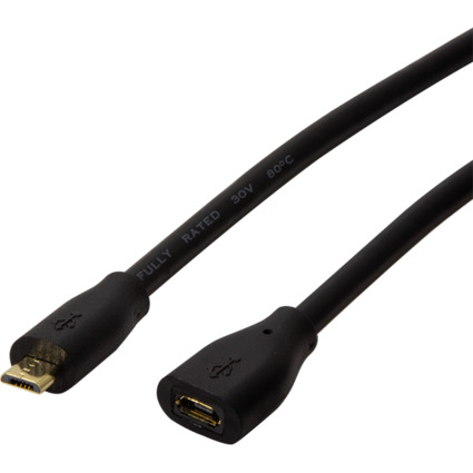 LogiLink Micro USB 2.0 Verlngerungskabel, 1,0 m, schwarz