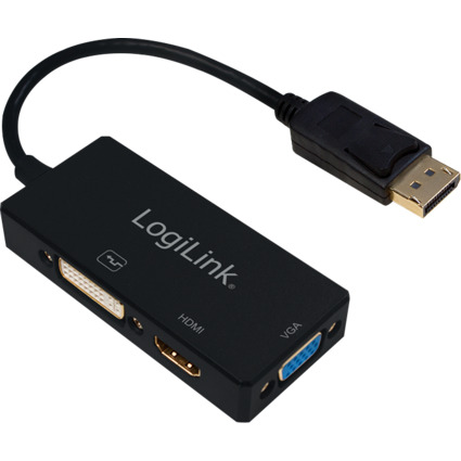 LogiLink 4K DisplayPort auf DVI/HDMI/VGA Adapter, schwarz