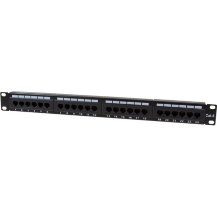 LogiLink 19" Patch Panel Kat.6, 24-Ports, schwarz, 1HE