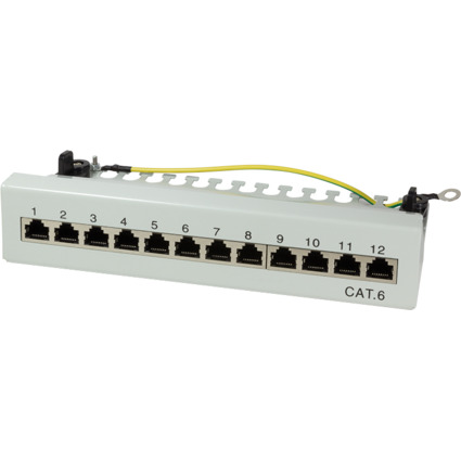 LogiLink Desktop Patch Panel Kat.6, geschirmt, 12 Port, grau