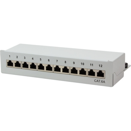 LogiLink Desktop Patch Panel Kat. 6A, 12-Ports, lichtgrau