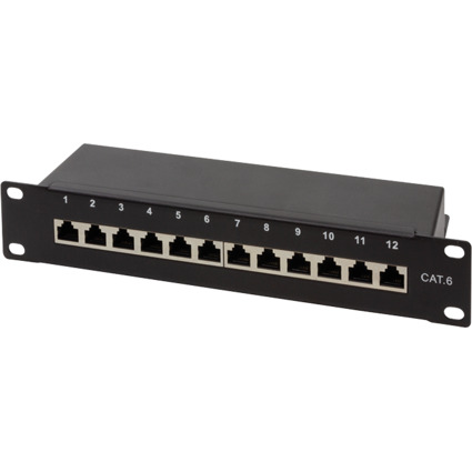 LogiLink 10" Patch Panel Kat. 6, geschirmt, 12 Port, 1 HE