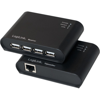 LogiLink USB 2.0 Extender Set, mit 4-Port USB Hub