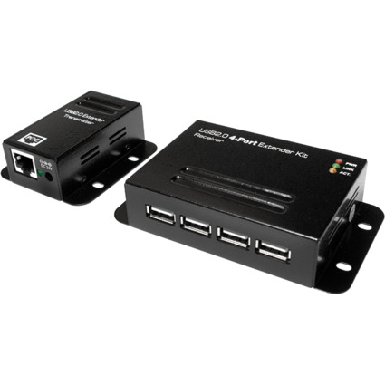 LogiLink USB 2.0 Extender Set, mit 4-Port USB Hub, PoE