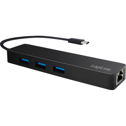 LogiLink USB 3.0 Hub mit USB-C 3.1 Gen1 Anschluss + Gigabit