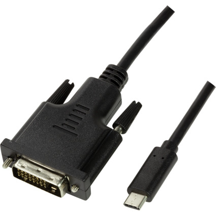 LogiLink USB-C - DVI Adapterkabel, 1,8 m, schwarz