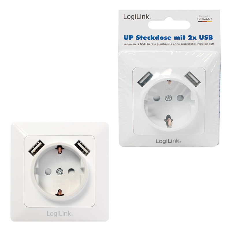 LogiLink PA0254 Unterputz-Dose mit USB-Ladeausgang Weiß online