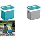 EDA Kühlbox, Kunststoff, 24 Liter, grau / lagunenblau