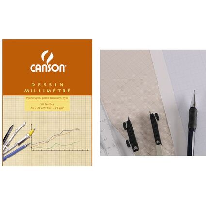 CANSON Millimeterpapier-Block, DIN A3, 90 g/qm