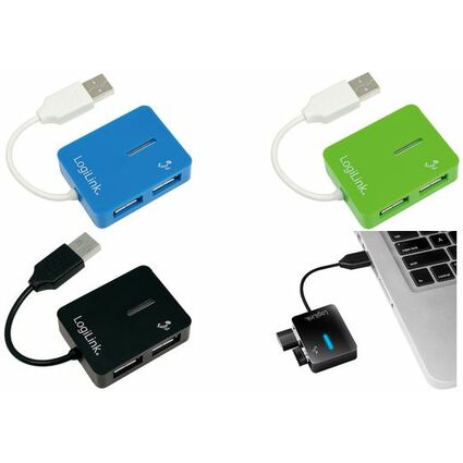 LogiLink USB 2.0 Hub Smile, 4 Port, blau