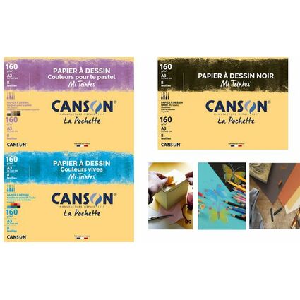 CANSON Zeichenpapier Mi-Teintes, DIN A3, Pastell Farben