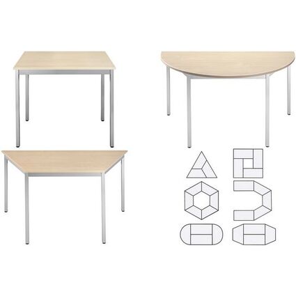 SODEMATUB Beistelltisch 126TEA, trapezförmig, ahorn/alu
