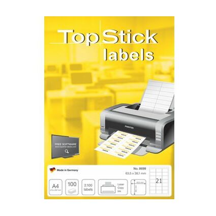 TOP STICK Universal-Etiketten, 210 x 297 mm, wei, 100 Blatt
