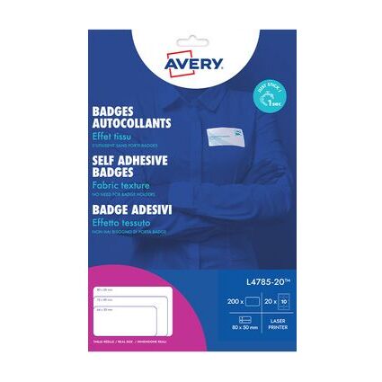 AVERY Badges autocollants, 63,5 x 29,6 mm, blanc