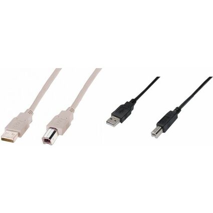 DIGITUS USB 2.0 Kabel, USB-A - USB-B Stecker, 3,0 m, schwarz