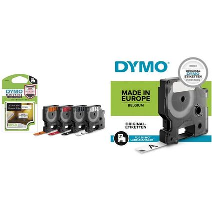 DYMO D1 Schriftbandkassette wei/rot, 12 mm x 3 m