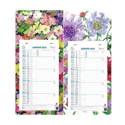 EXACOMPTA Calendrier mural 2026, 410 x 190 mm, fond Fleurs