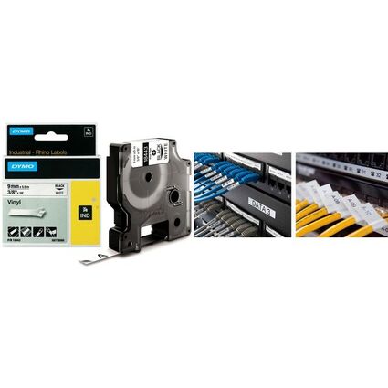DYMO RHINO Vinyl-Schriftband schwarz/wei, 24 mm x 5,5 m