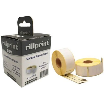 rillprint Rollenetiketten, 89 x 36 mm, wei, 12 Rollen