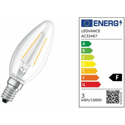 LEDVANCE LED-Lampe CLASSIC B, 2,5 Watt, E14, klar