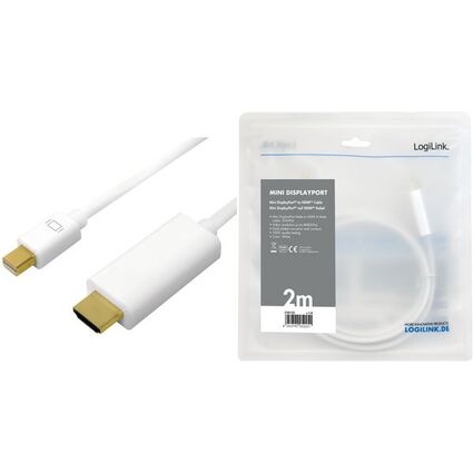 LogiLink Mini DisplayPort - HDMI Kabel, 4K, wei, 3,0 m