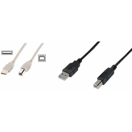 DIGITUS USB 2.0 Anschlusskabel, USB-A - USB-B Stecker, 0,5 m