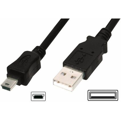 DIGITUS USB 2.0 Anschlusskabel, USB-A - Mini USB-B, 1,8 m