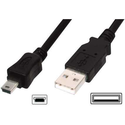 DIGITUS USB 2.0 Anschlusskabel, USB-A - Mini USB-B, 3,0 m