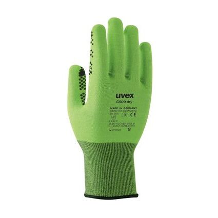 uvex Schnittschutz-Handschuh C500 dry, Gr.08, lime/anthrazit