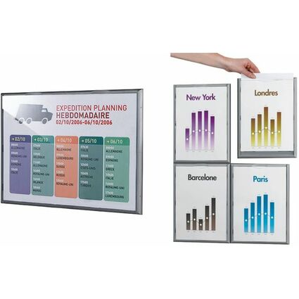 PAPERFLOW Wandschild Info Display, DIN A4, Farbe: alu-grau
