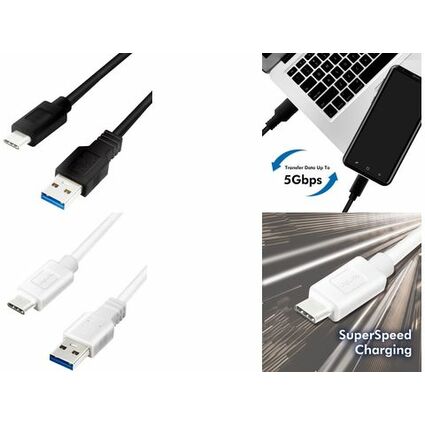 LogiLink USB 3.2 Kabel, USB-A - USB-C Stecker, 2,0 m, wei