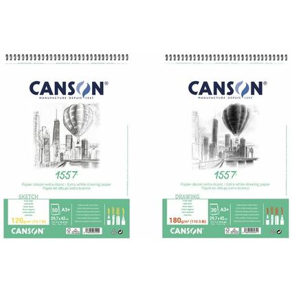 CANSON Zeichenpapierblock 1557, DIN A4, 180 g/qm, 30 Blatt