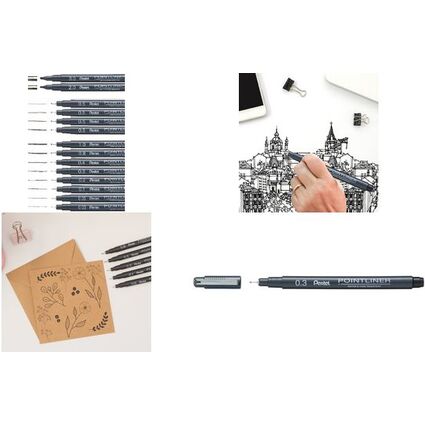 PentelArts Permanent Fineliner Pointliner, schwarz, 0,03 mm