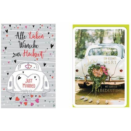 SUSY CARD Hochzeitskarte "Blumenkranz am Auto"