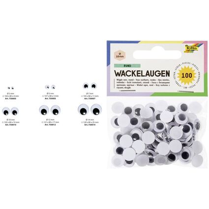 folia Wackelaugen, rund, 14 mm, nicht selbstklebend