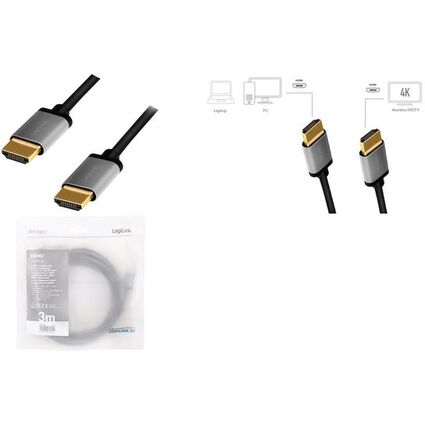 LogiLink HDMI Kabel 2.0, A-Stecker - A-Stecker, 3,0 m