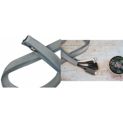 LogiLink Kabelschlauch mit Reiverschluss, 2,0 m, grau