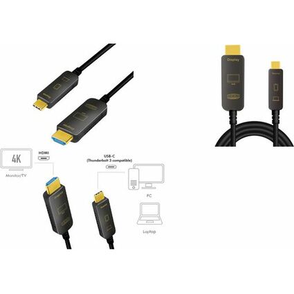 LogiLink USB-C AOC Hybrid Glasfaserkabel, 4K/60Hz, 15 m