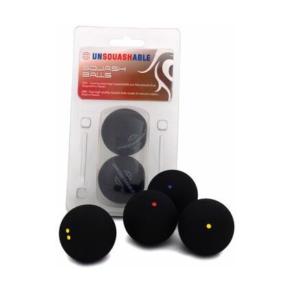 UNSQUASHABLE Squashball, schwarz, mittel, 2er Blister