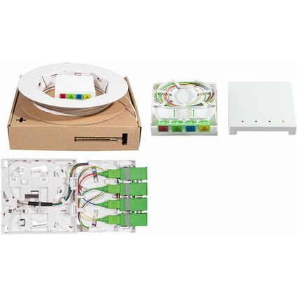 LogiLink FTTH-Spleibox, 4x SC/APC, 50 m Verlegekabel, wei