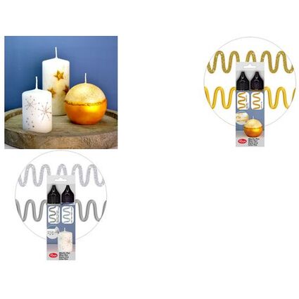 ViVA DECOR Candle Wachs Pen, 28 ml, 2er Set silber