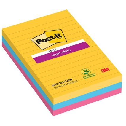 Post-it Haftnotizen Super Sticky Notes, 101x101 mm, liniert