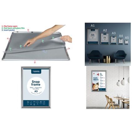 EUROPEL Plakatrahmen Premium, DIN B1, 25 mm, silber eloxiert