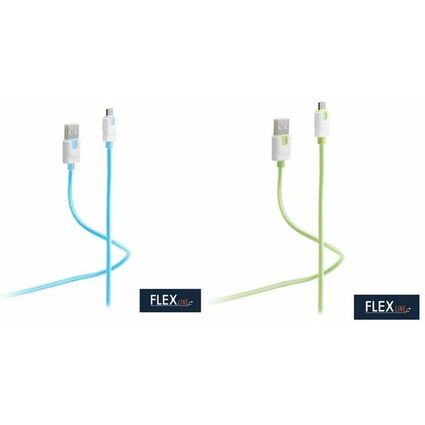 FLEXLINE Daten- & Ladekabel, USB-A - USB-B, blau, 0,9 m