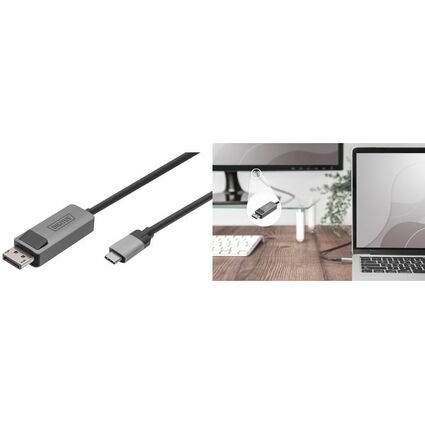 DIGITUS Bidirektional Adapterkabel, USB-C - DisplayPort, 1 m